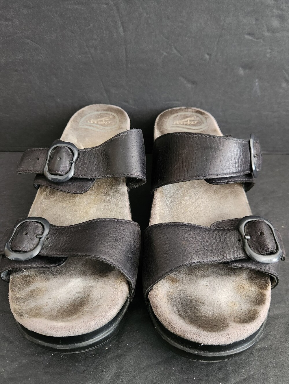 Dansko Sophie Black Leather Two Strap Sandals Women Size 39 US 8.5-9